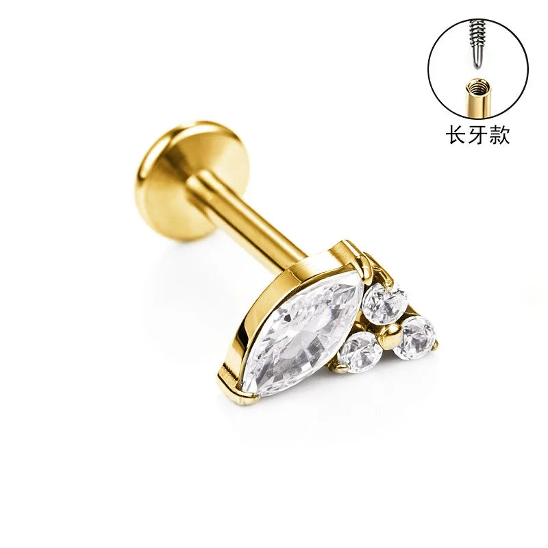S&S ASTM F136 Titanium Zircon Helix Cartilage Stud | Gold | 31 Designs