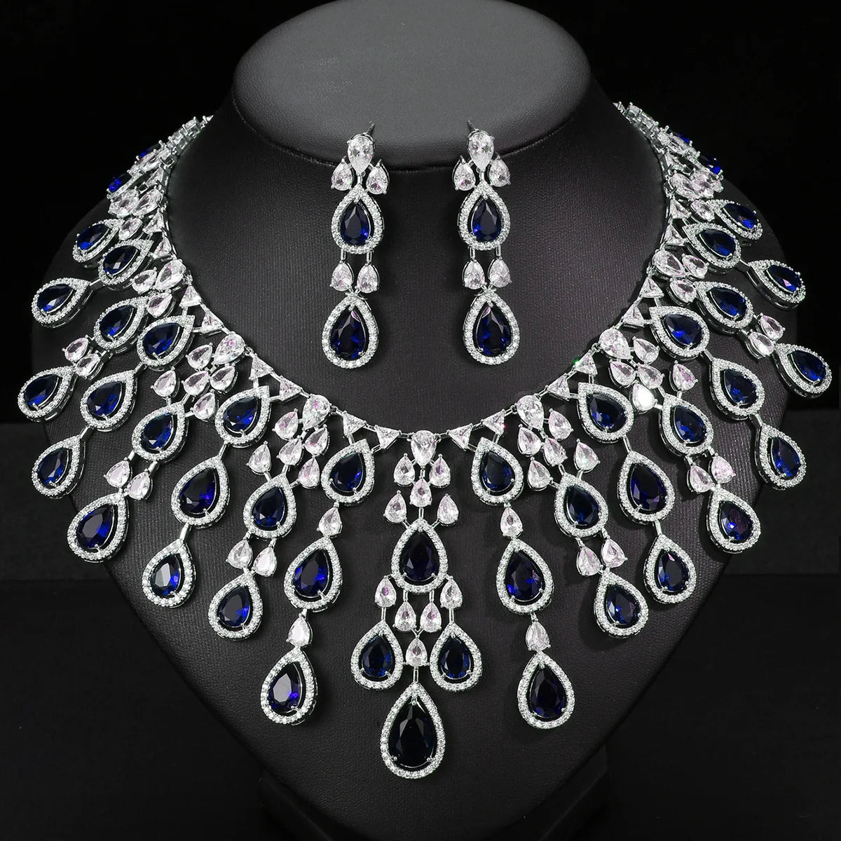African Wedding Necklace Earring Sets Wholesale Jewellery New Women's Fashion Luxury Wedding Jewelry Set