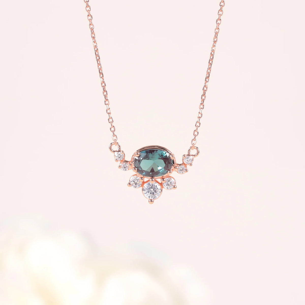 ArtistA Abiding Delicate Funny Rose Gold Plated Inspired Lab Grown Alexandrite Pendant Charm Necklaces 925 Silver Jewelry