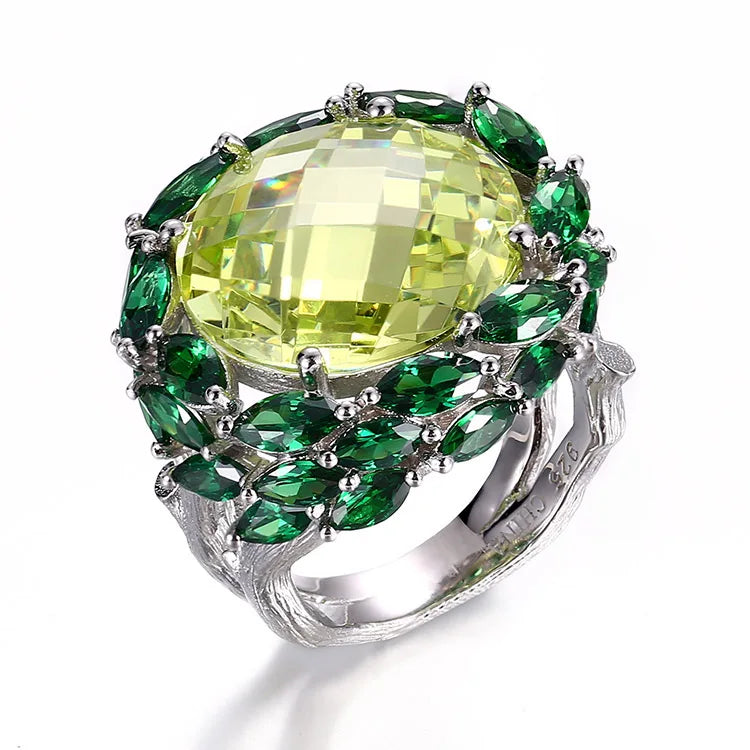 Lucky Stone 925 Sterling Silver Finger Rings for Women