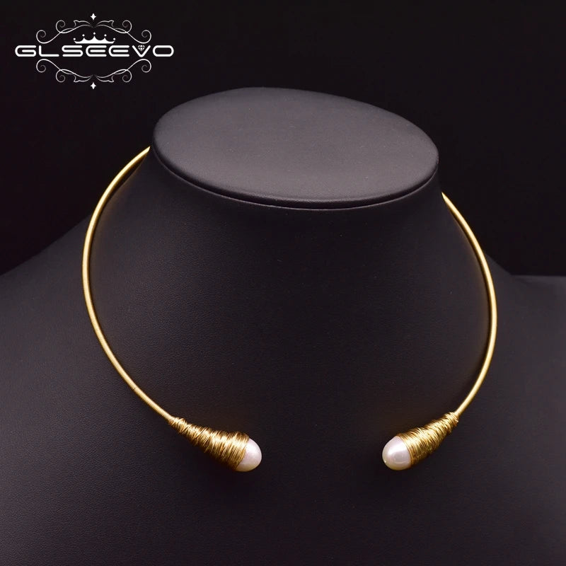 Natural Fresh Water Pearl Chokers Necklace for Women Necklaces Handmade Gold Jewelry