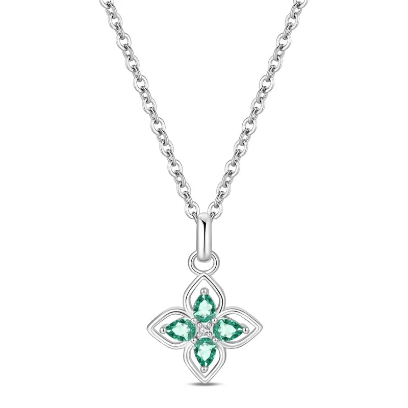 S&S Four Leaf Clover Zircon & Enamel 925 Silver Jewellery | Rings, Earrings, Bracelet & Pendant | S&S Collection