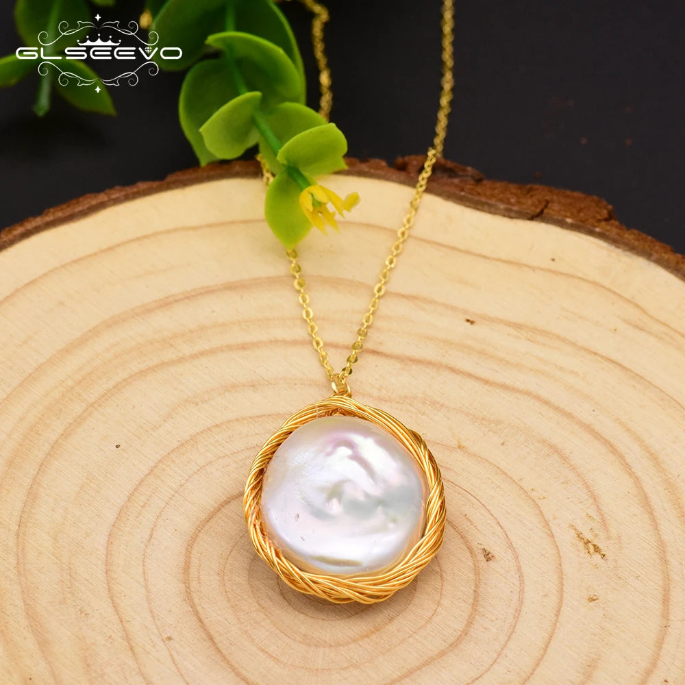 925 Sterling Silver Choker Necklace Natural Freshwater Pearl Flower  Pendant Necklace for Women Fashion Jewelry