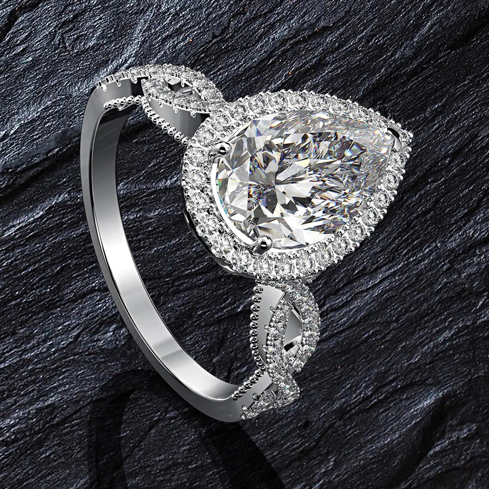 MuShan Jewelry Factory High Quality s 925 Sterling Silver Rings for Women 8*12 High Carbon Diamond Ring 2 Carat Ring Jewelry