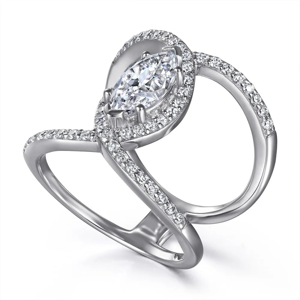 ArtistA Factory 925 Sterling Silver Women's Cuff Rings Marquise Cut 1CT VVS GRA Colored Moissanite Jewelry with Certificate