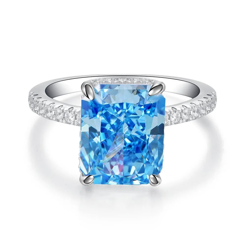 Waterproof Women 925 Sterling Silver Iced Out 5A Zirconia Ring Engagement Anniversary Candy Colors Rings Jewelry Supplies