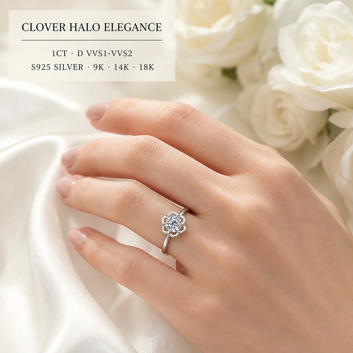 Gioiellieri Hollow Floral Frame Round Brilliant Lab Grown Diamond Ring 1CT D VVS1 VVS2 9K 10K 14K 18K Solid Gold Women Fine Fashion Jewelry