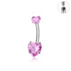 G23 ASTM F136 Titanium Navel Piercing 14G Belly Button Ring Double Heart Zircon Inlay Women Fashion Body Jewelry
