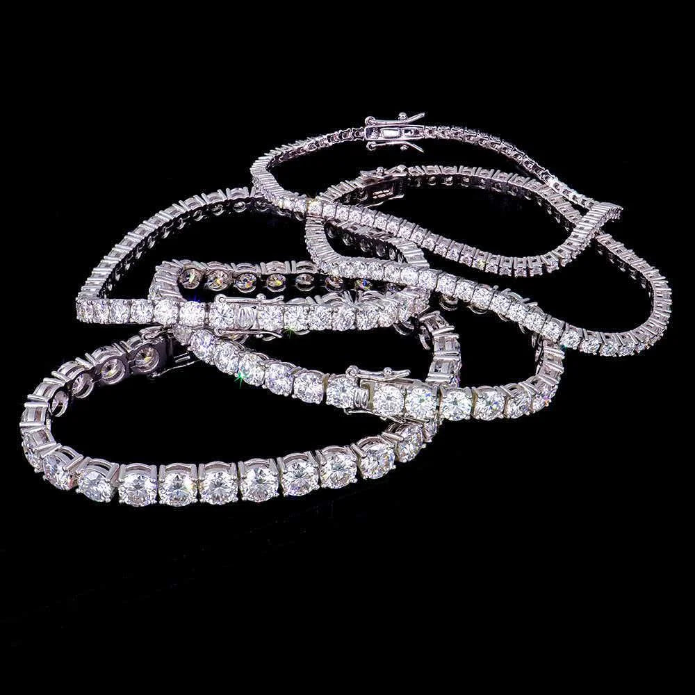 BiG-BOSS Iced Out Rainbow Moissanite Tennis Necklace 925 Silver D VVS1 Hip Hop Chain Pass Diamond Tester GRA Certified Jewelry for Men