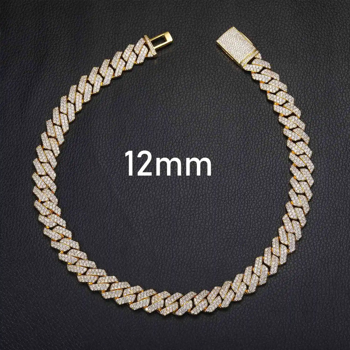 Wholesale Hip Hop Jewelry Fashion 8mm-22mm Gold Plated Brass Prong CZ Diamond Iced Out Cuban Link Chain Necklace for Men Women