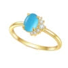 ArtistA Abiding Classic Design 925 Silver Yellow Gold Plated Turquoise Rings Stacking Synthetic Gemstone Turquoise Ring in Stock