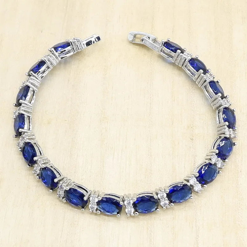 XOTICA Luxury Design 925 Sterling Silver Jewelry Set for Women Silver Jewelry Zircon Hoop Earrings Necklace Rings Bracelet