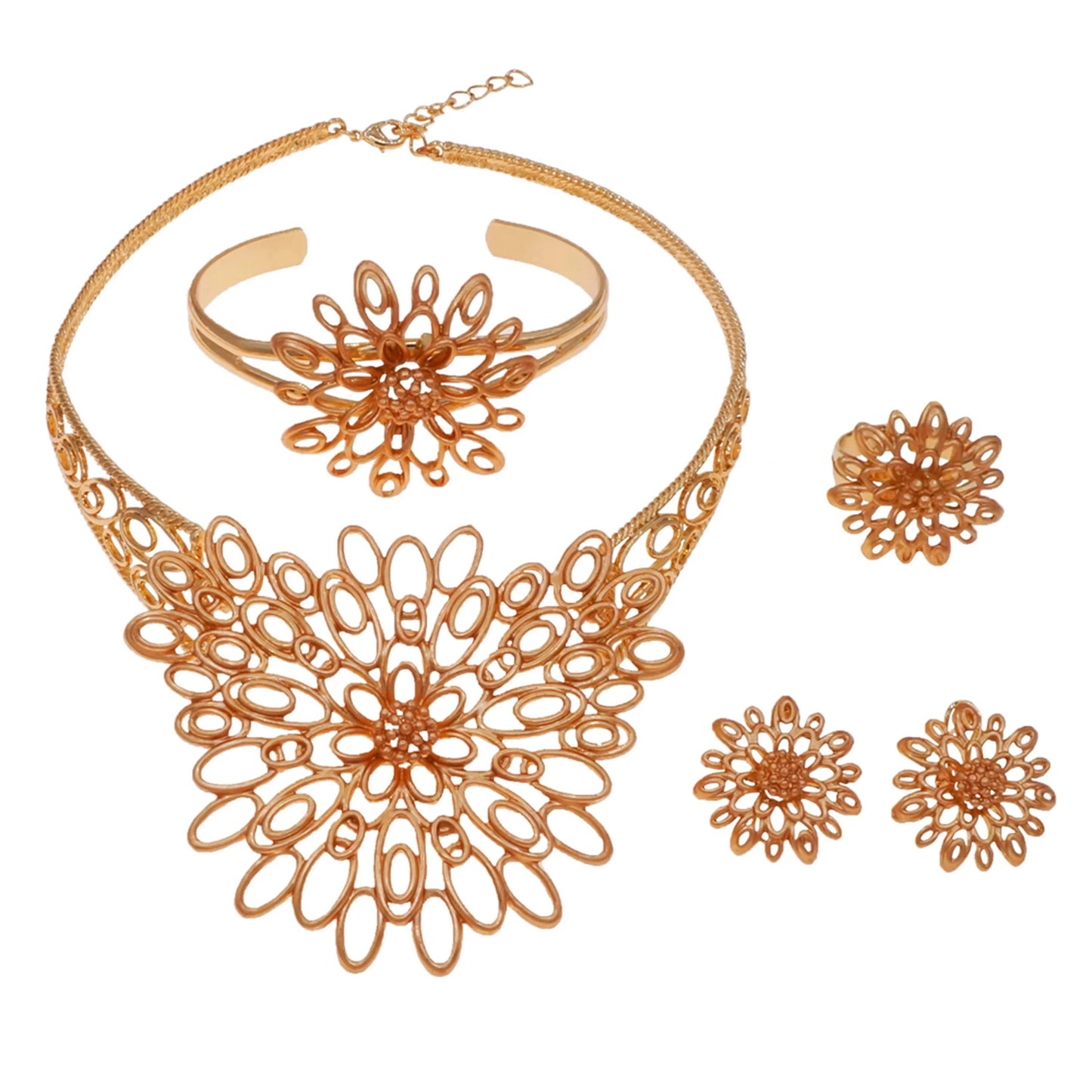 Zhuerrui High-end Accessories Gold Jewelry Sets Cheap Hollow Out Necklace Jewelry Set Beautiful Valentine's Day Gifts HC23247