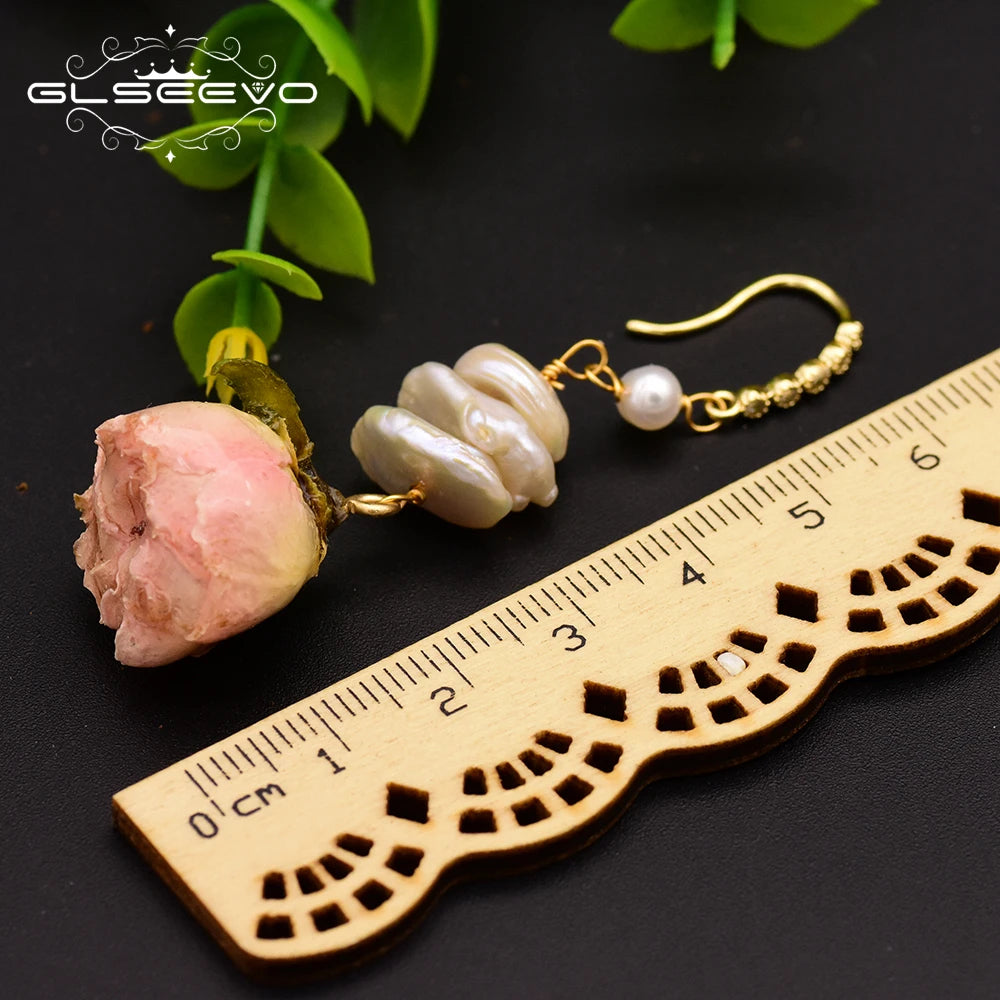 Natural Fresh Water Baroque Pearl Really Flower Drop Earrings for Women Party Earrings Handmade Jewelry
