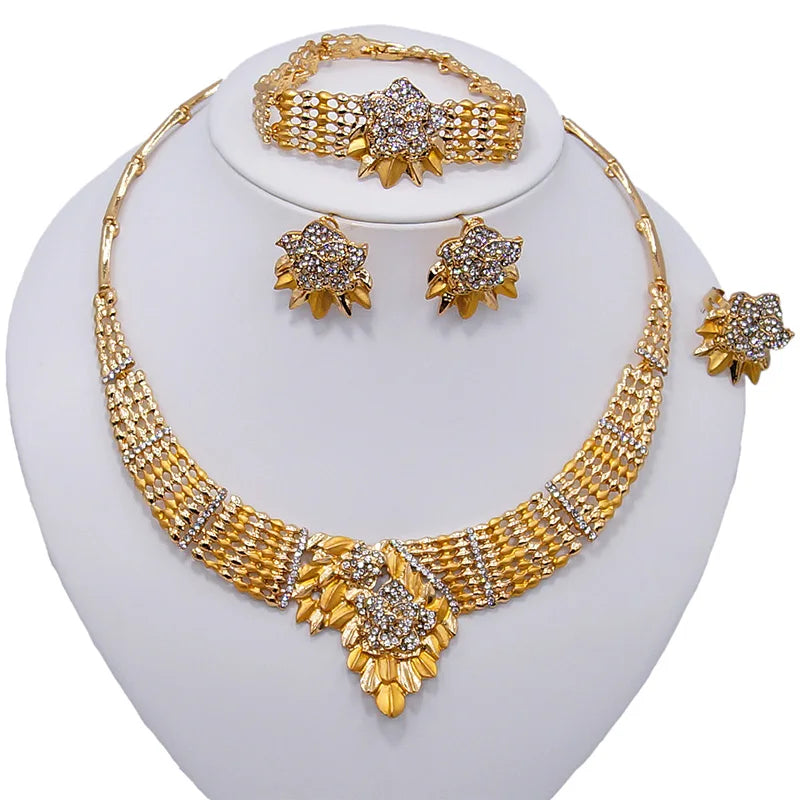 Zhuerrui Nigerian 18k Gold Plated Jewelry Set Brazil Gold Designer Wedding Jewellery Set HD20072314
