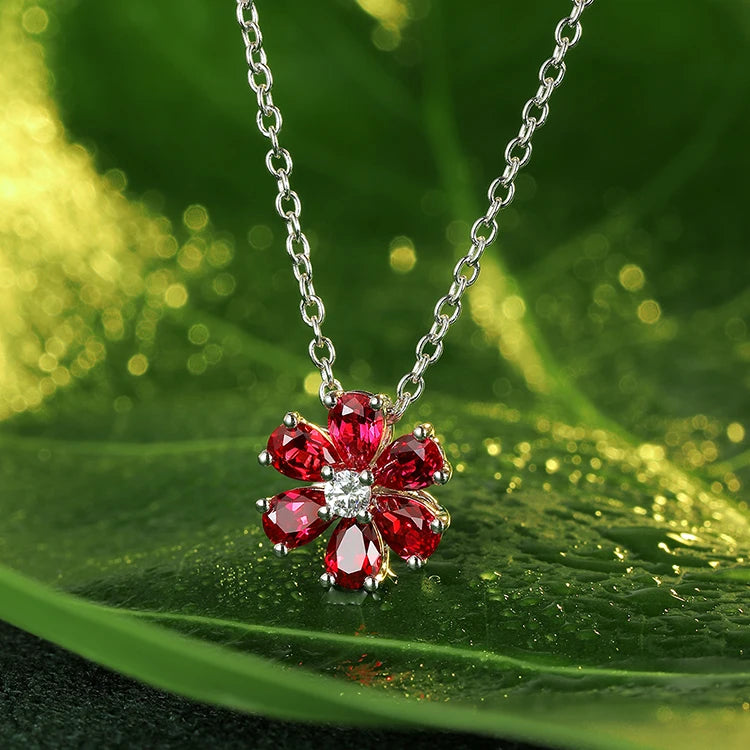 Gemfiori Hot Sale Rhodium Plated Lab Emerald Engagement Cute Necklace Chains Sterling Silver 925 Flower Shape Women Trendy 2026