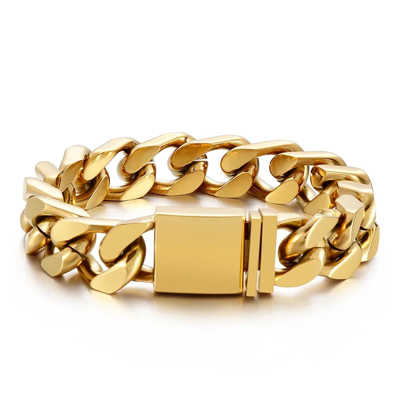VIKING Mens Hip-Hop Cuban Link Bracelet – Silver, Gold, Black & Rainbow