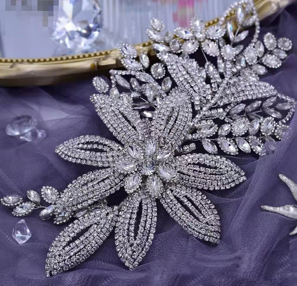 Feishiluo Luxury Cubic Crystal Hair Crown Tiara Soft Wedding Bridal Hairband Accessory