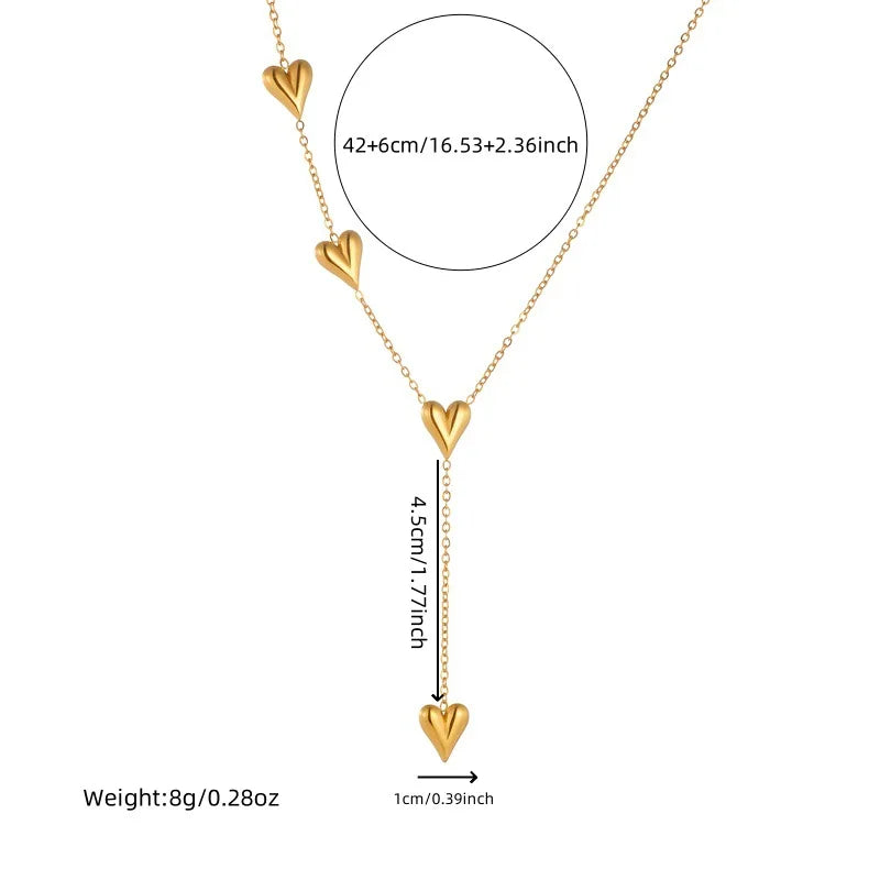 Gold Heart Necklace & Bracelet Jewellery Set | Bold Simple Fashion Set
