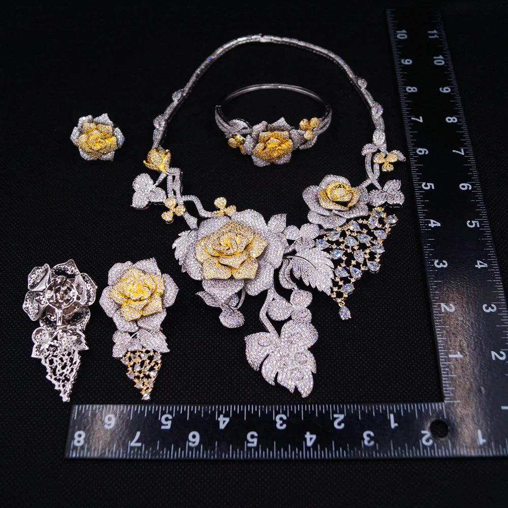Zhuerrui New Design Sense Jewelry Set American High-end Diamond Series Ladies Classic Inheritance Wedding Four Sets HZ23033211