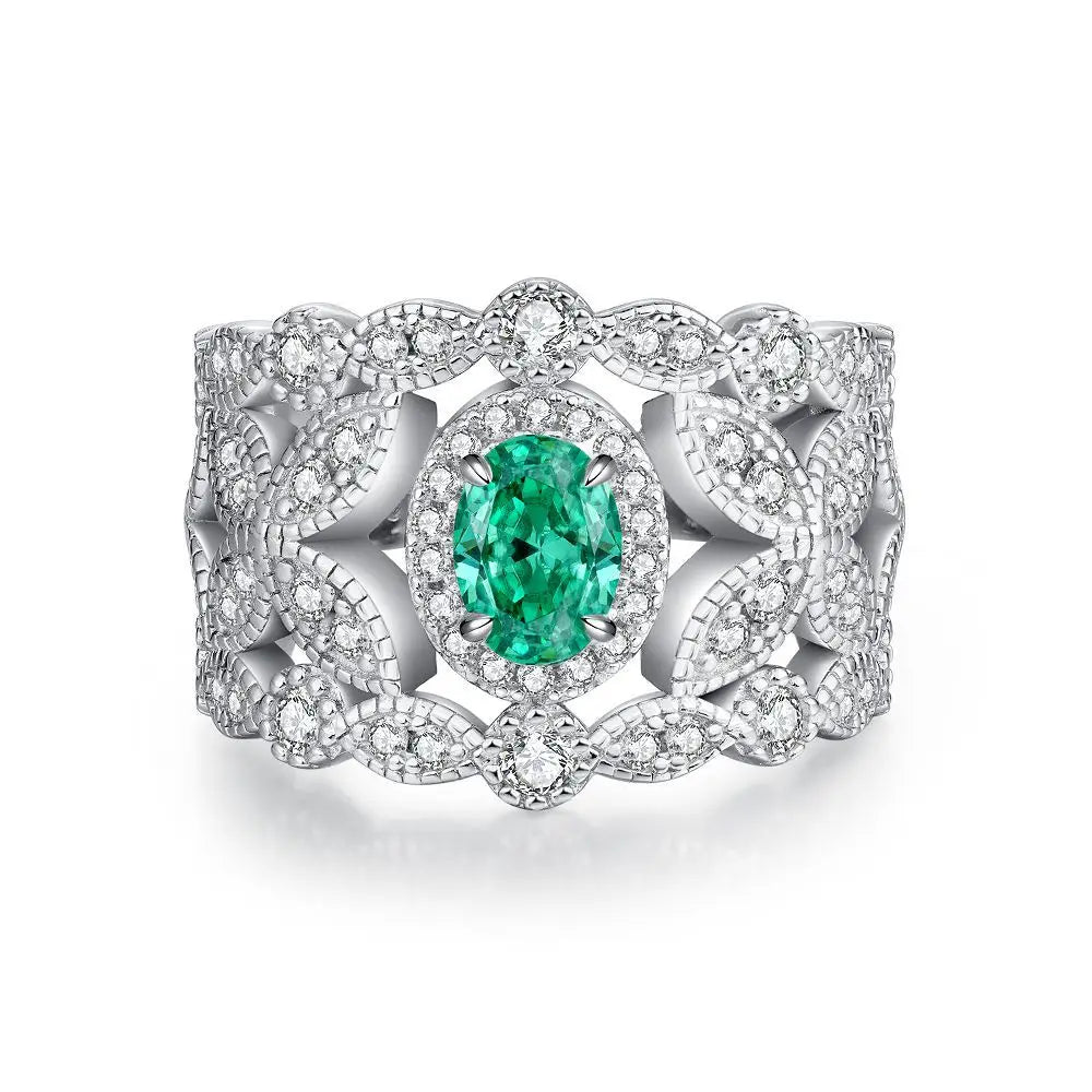 Wholesale 925 Sterling Silver Emerald 5A 8A Zirconia Ring Women Engagement Wedding Rings Custom Jewelry Manufacturing Supplies
