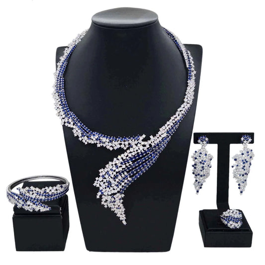 Zhuerrui American High Quality Gold Brass Jewelry Set Cheap Wedding Bridal Jewelry Sets Hot Selling Customized Luxury HZ23200167