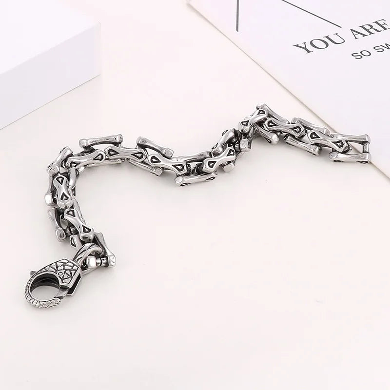 REBEL Trendy Fine Jewelry Fashion Bracelets Stainless Steel Skull Mens Links Bracelet