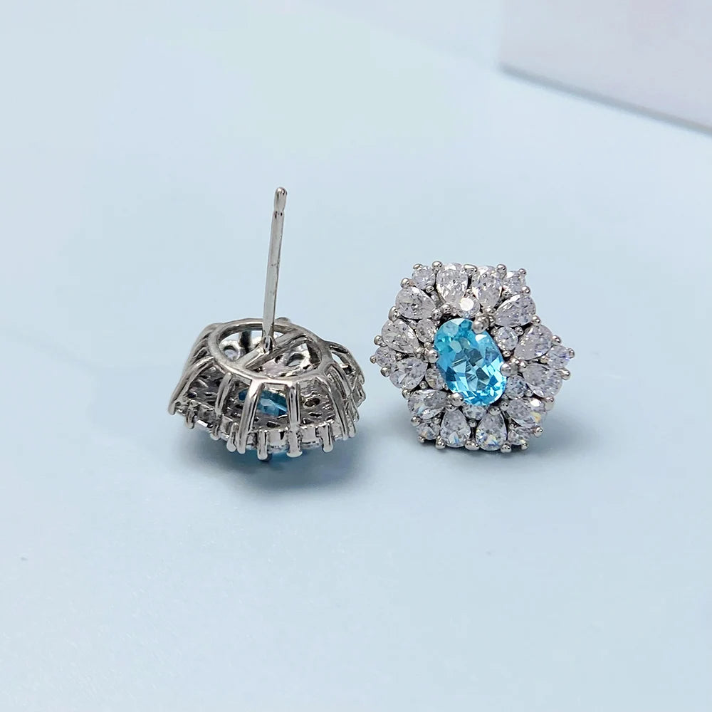 Gioiellieri Natural Topaz Stud Earrings for Women S925 Sterling Silver Jewellery Fine Jewelry Fashion Accessories Wedding Gift Jewels 925