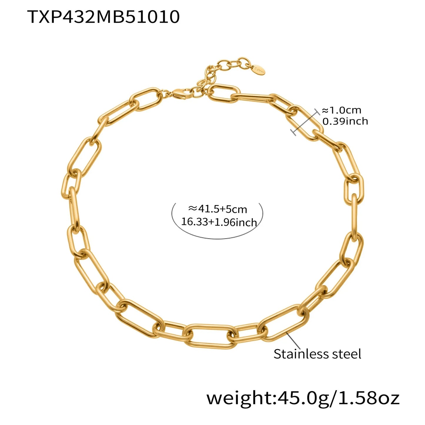 Bold Chain Hand-Assembled Natural Stone Necklace & Bracelet | Unisex 18K Gold Stainless Steel Jewellery