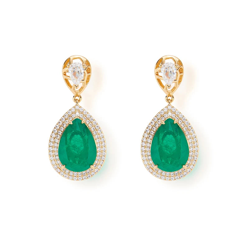2025 Fashion Luxury Jewelry Set Necklace Earrings Hollow Chain Inlaid Texture Gemstone Heavy Craftsmanship Women's Jewelry