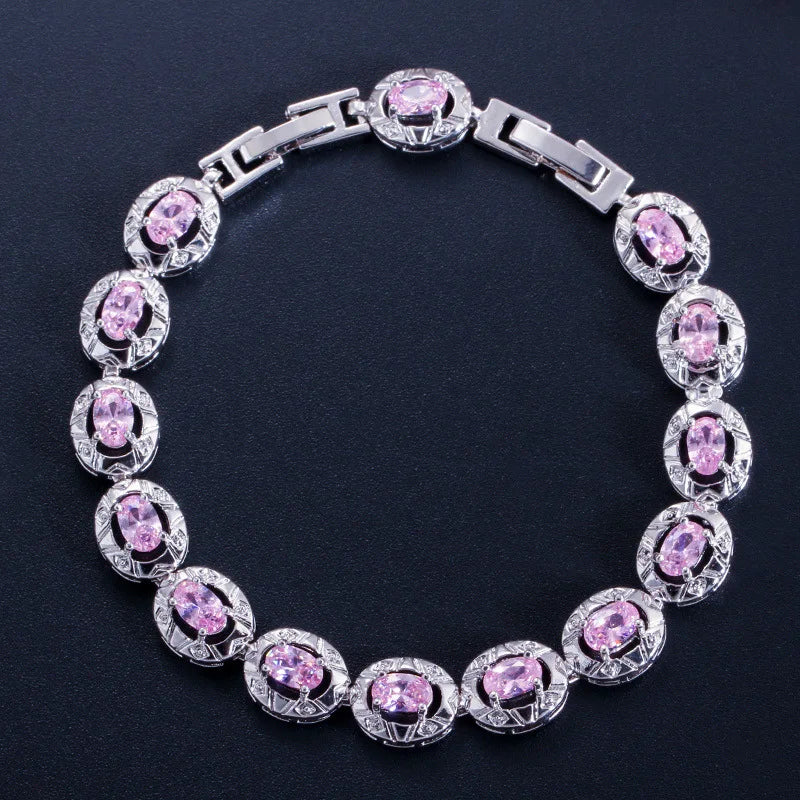 Sming Dropshipping White Gold Plated Brass Birthday Gift Crystal 18K AAA Zircon Fashion New Bracelet
