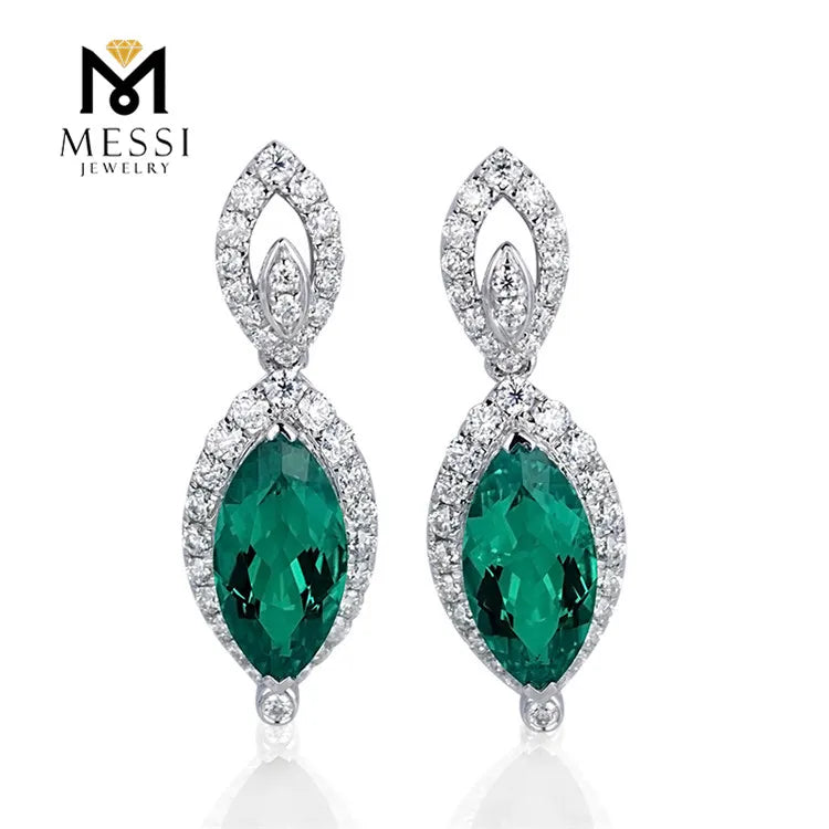 Gemfiori Messi Jewelry Emerald Stud Earring Ladies Jewelries 18k Gold Fashion Earings for Women