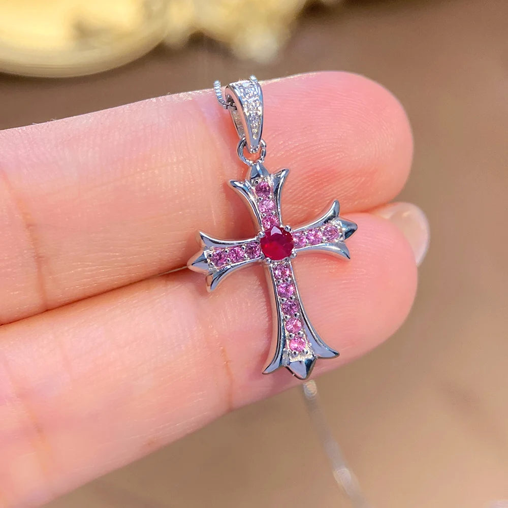 Gioiellieri Natural Ruby Sterling Silver Gold Plated Exquisitely Crafted Claw Setting Gemstone-Inlaid CMA Women's Anniversary Gift Party
