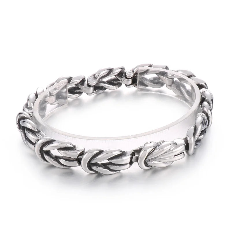 REBEL 210mm Men Original Worn Effect Stainless Steel Knot Shape Links Bracelets