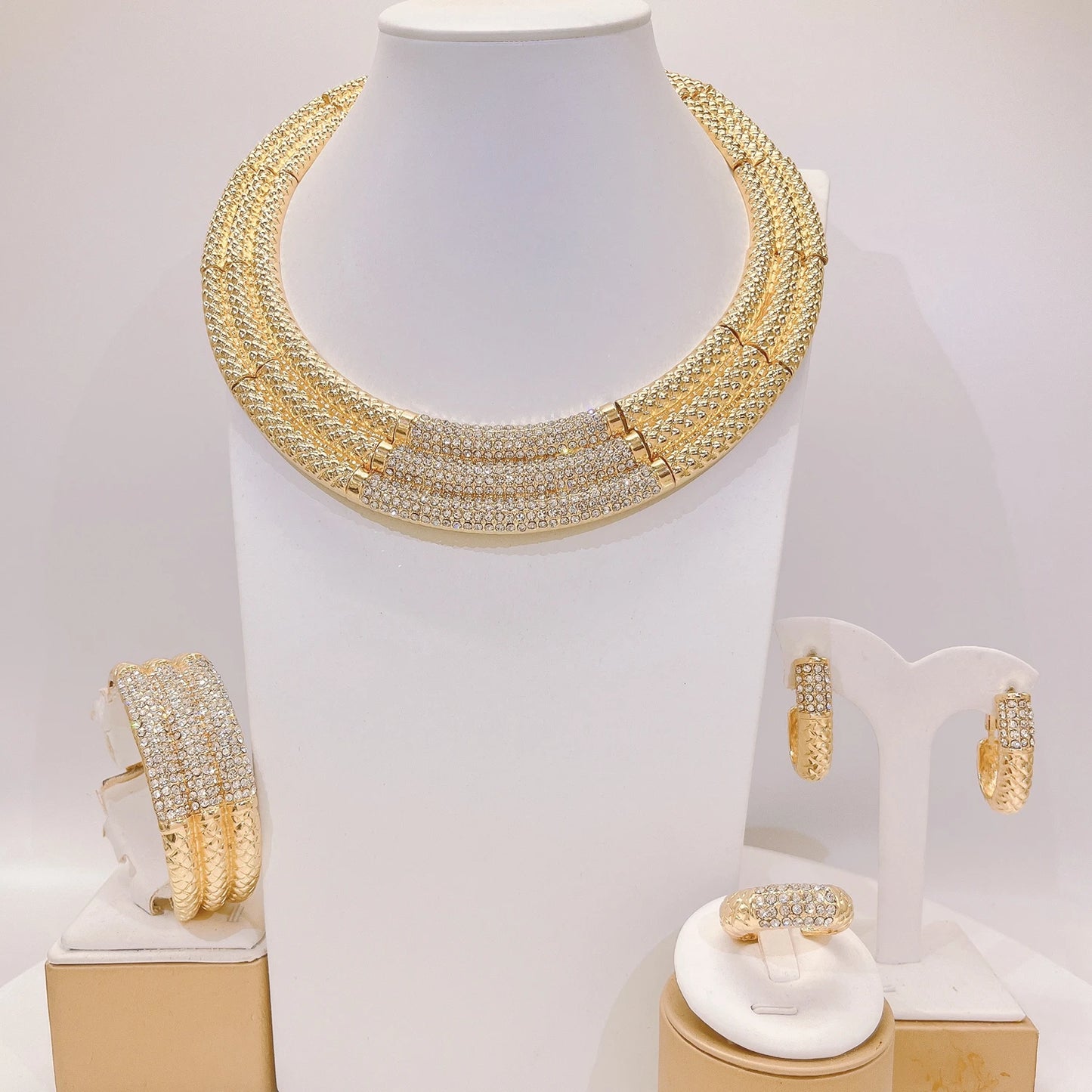 Zhuerrui Italiano Gold Designs Women Jewellery Set Party Fine Costume Jewelry Set Luxury Big Necklace Jewellery Sets I0001920