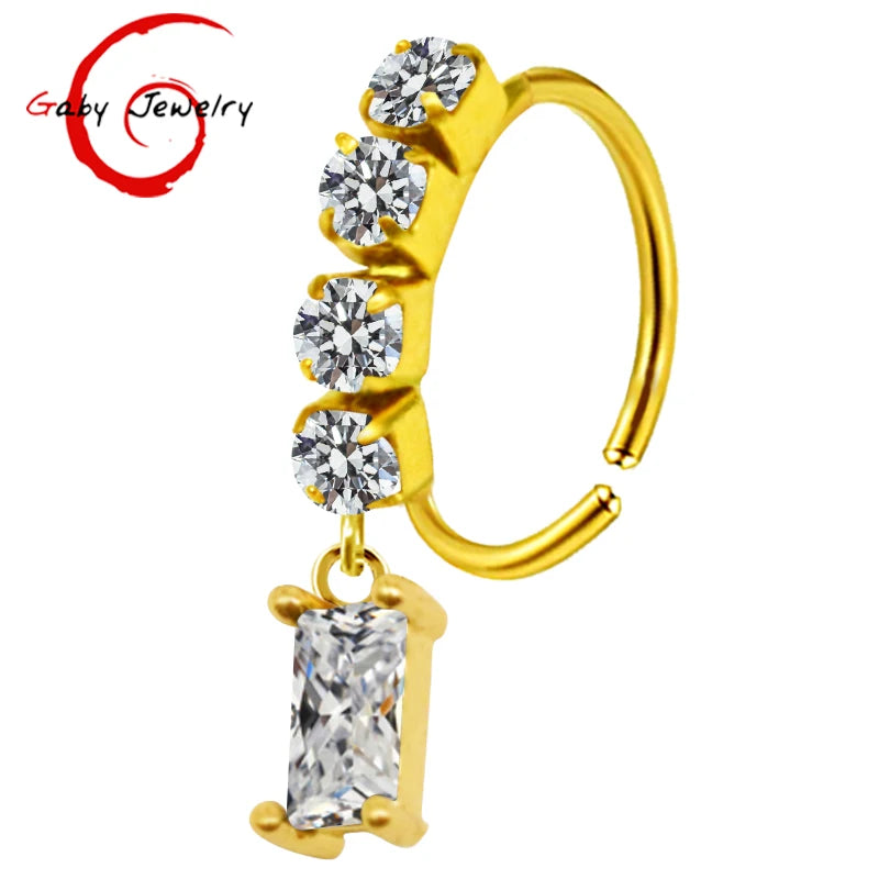 S&S Stainless Steel Dangle Hoop Nose Ring Collection | 66 Designs