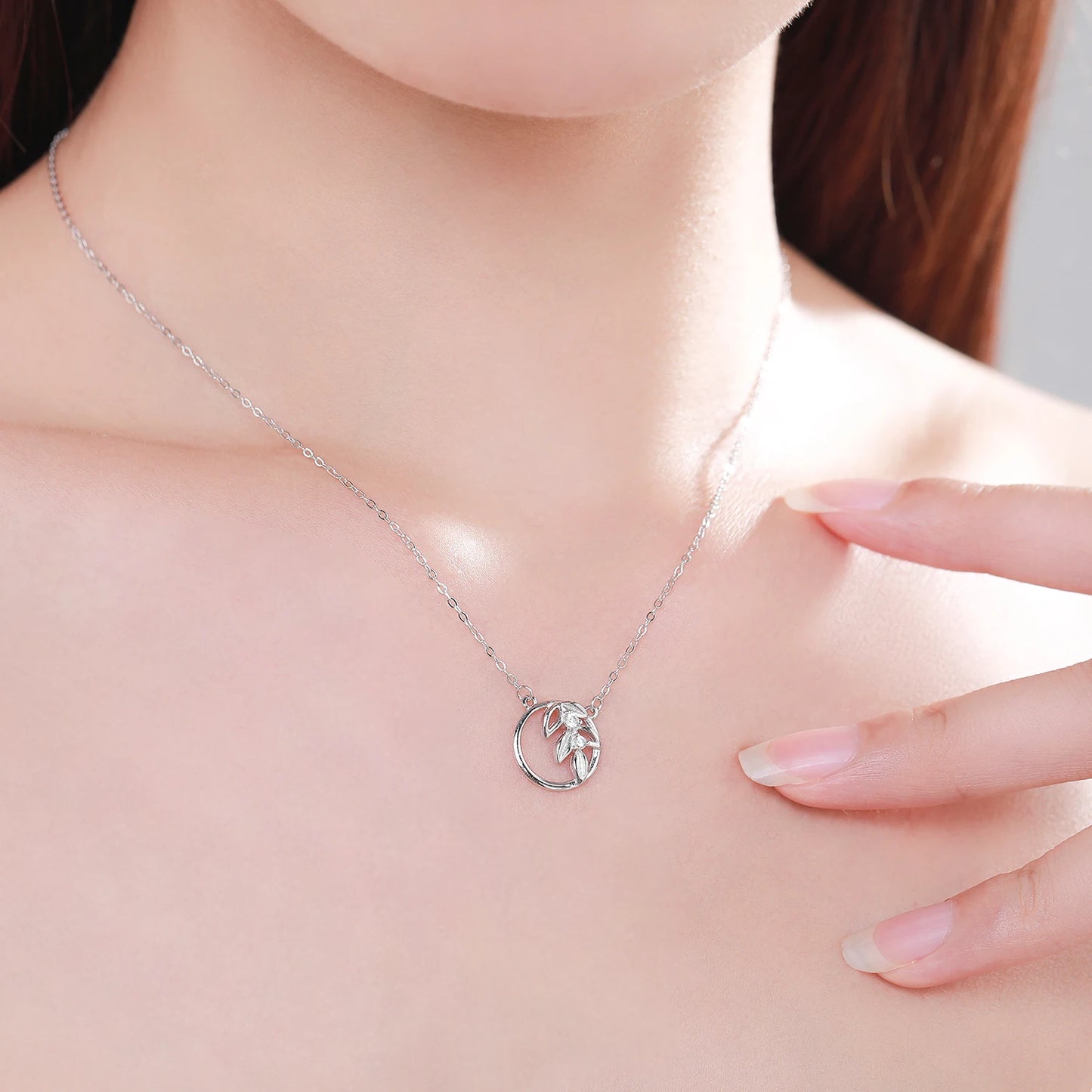 Ailmay 925 Sterling Silver Spring Tree Leaf Leaves Dangle Pendant Necklace Earrings For Women Girl Dazzling CZ Fine Jewelry