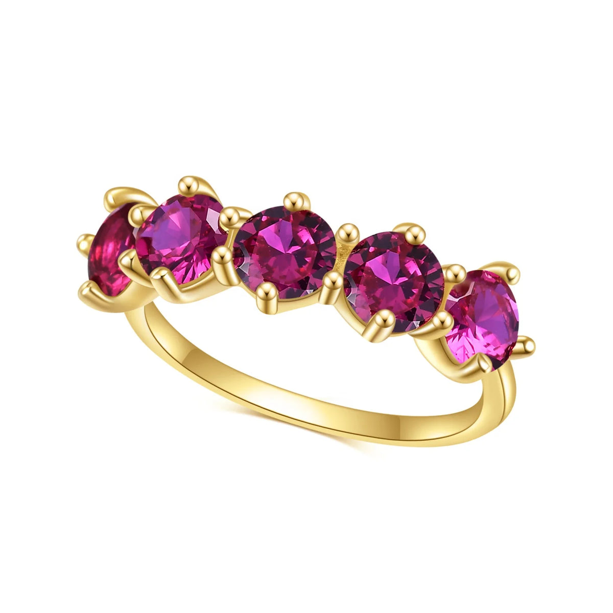 Gemfiori Abiding Delicate Fine Jewelry Rose Gold Plated Pinkish Red Lab Grown Ruby Gemstone 925 Sterling Silver Ring for Women Wedding