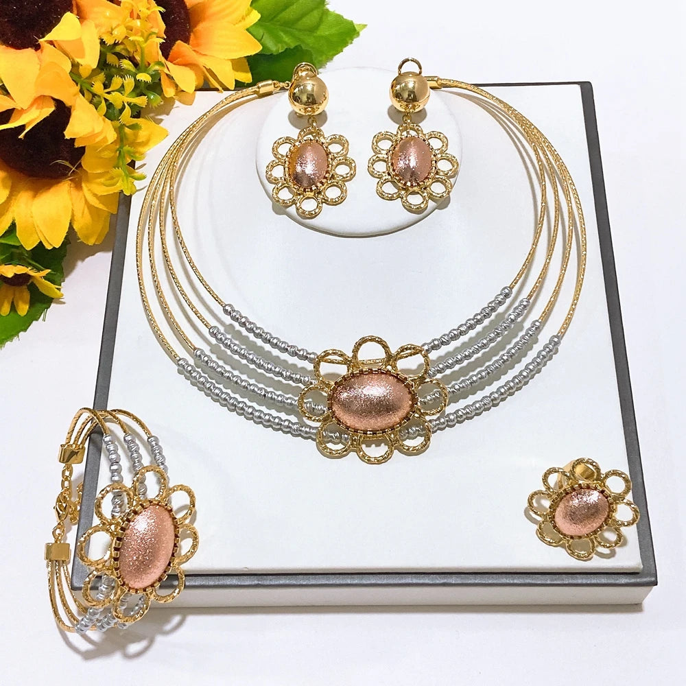 Italian Jewelry Set Alloy Brazilian Jewelry Sets Wedding Party Pendant Necklace Bracelet Ring Earrings Jewelry Set  HS2603925