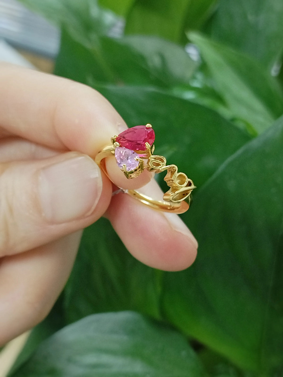 Gemfiori Custom Luxury Pear Cut Ring Lab Grown Ruby Eternity Promise Ring Women Jewelry Red Gemstone 925 Sterling Silver Ring for Party