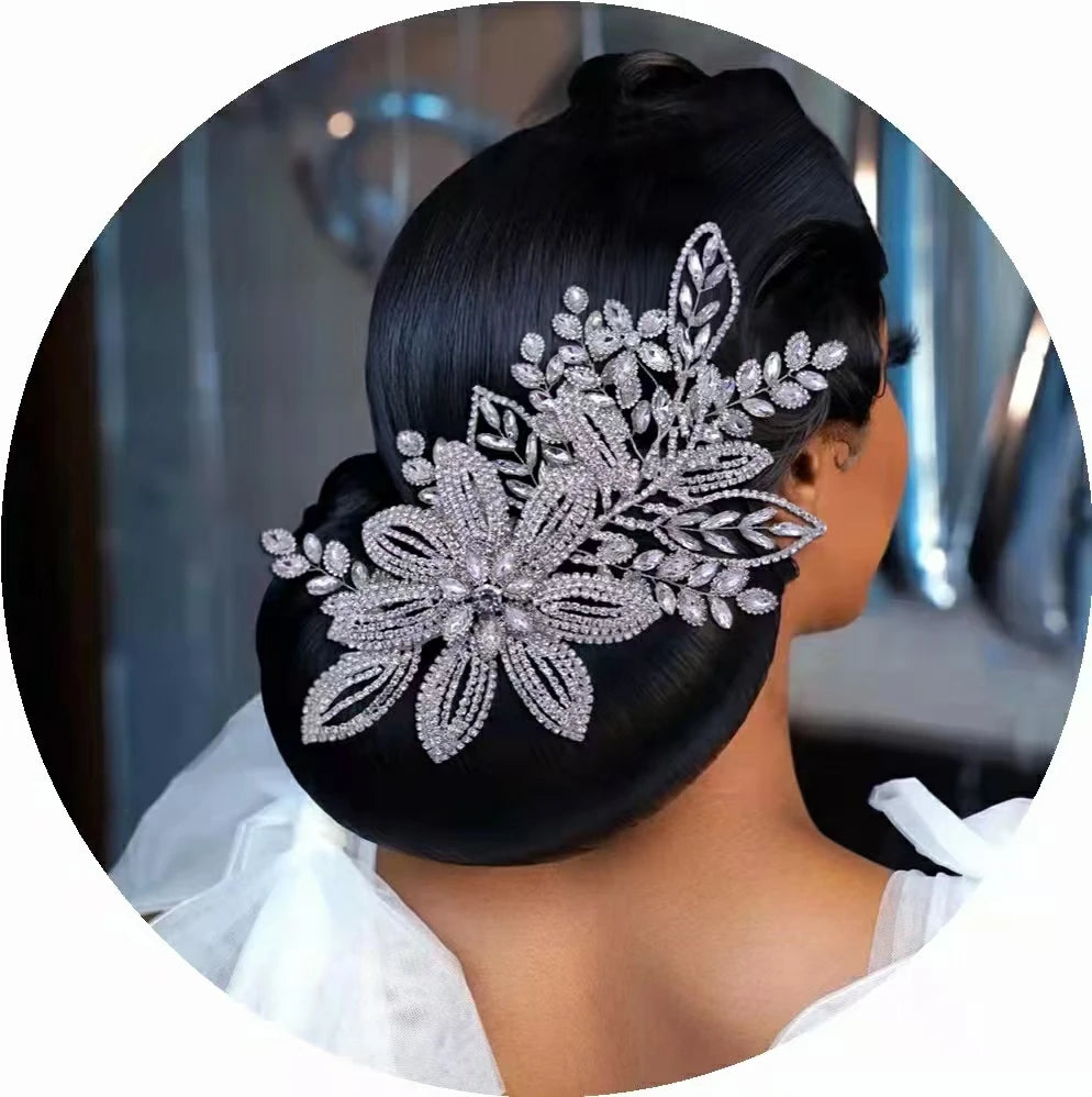 Feishiluo Luxury Cubic Crystal Hair Crown Tiara Soft Wedding Bridal Hairband Accessory