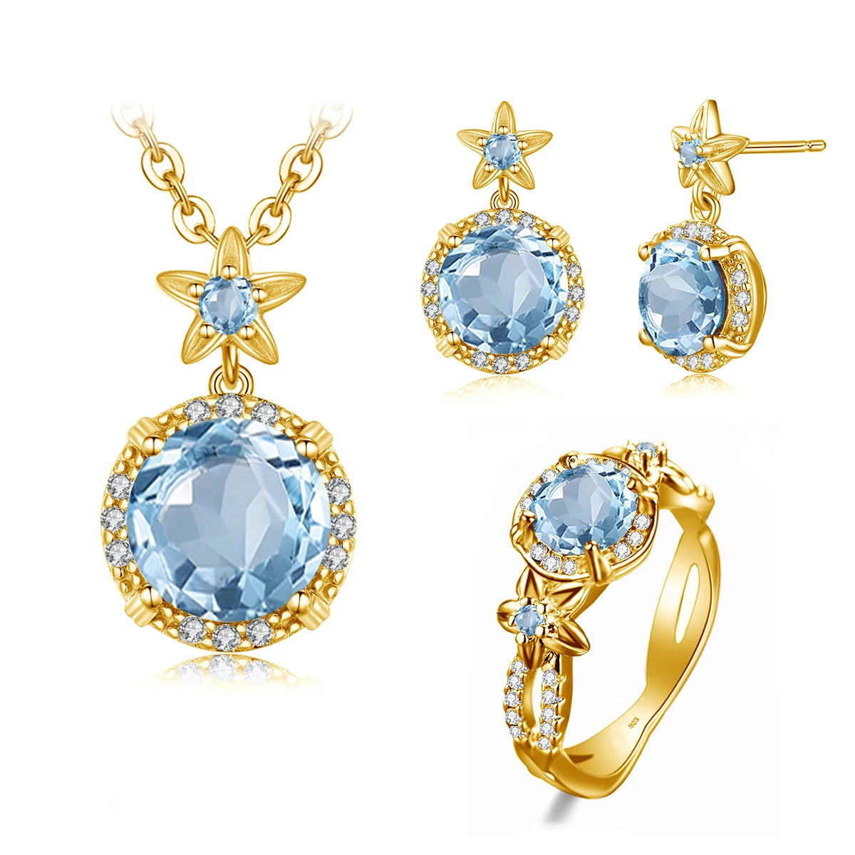 ArtistA Luxury Palace Style Amethyst Cubic Zirconia Sterling Silver Gold Plated Engagement Anniversary Bridesmaid Jewelry Gift Set