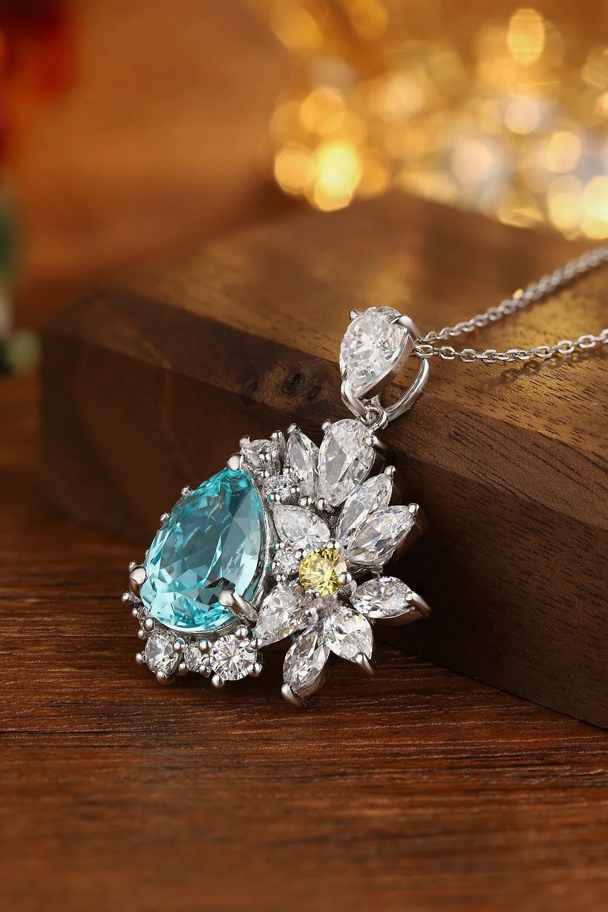 Gemfiori Anster 925 Sterling Silver High-quality Cultivated Paraiba Necklace - Suitable for Parties or As a Gift