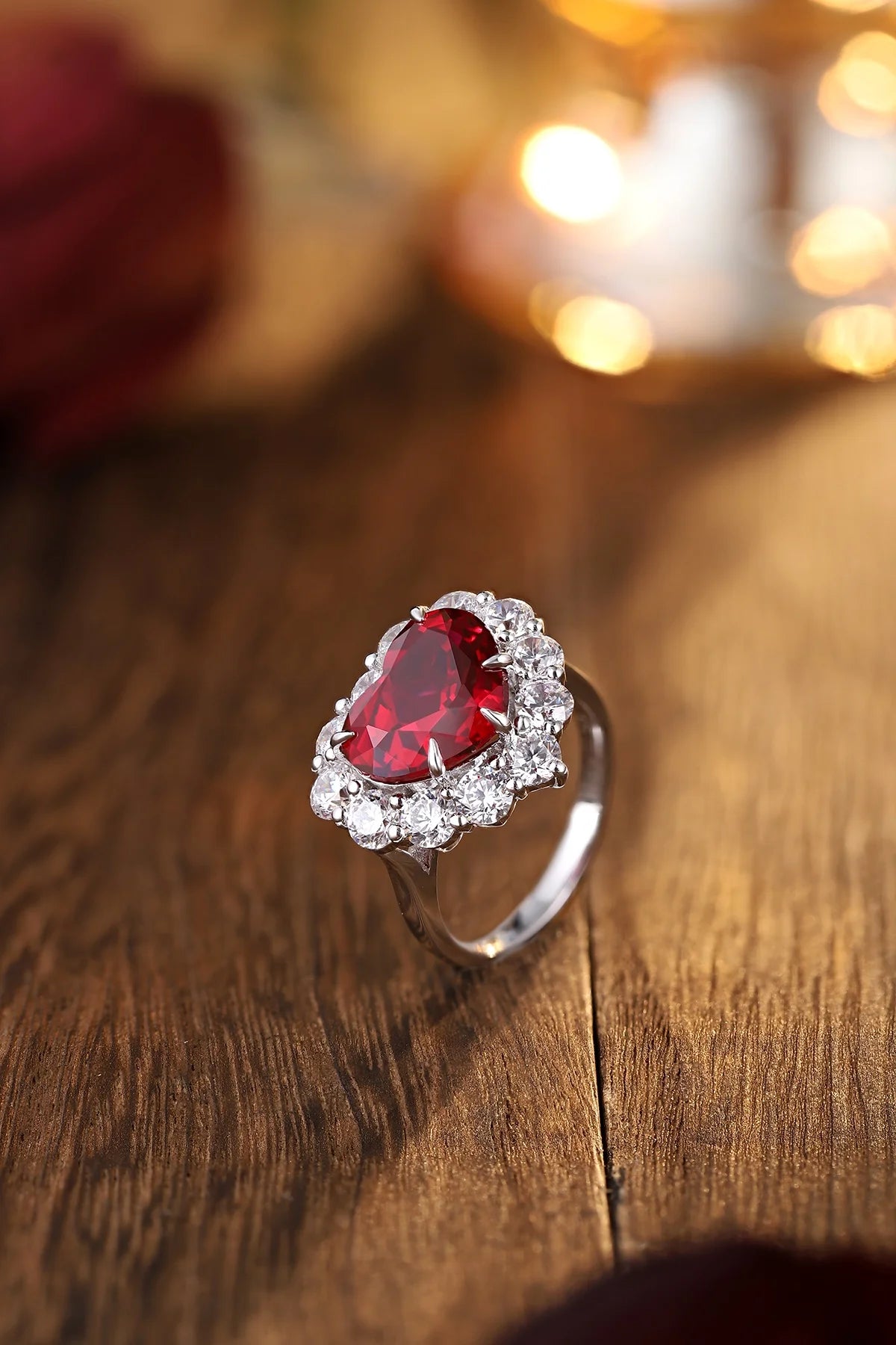 Gemfiori S925 Silver Cultivated Ruby Ring Main Stone: 7.49CT Side Stones:4.54CT Weight: 6.47g