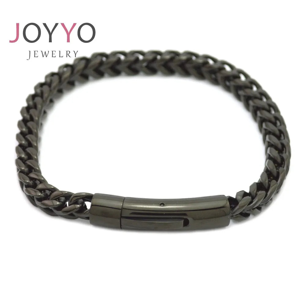 REBEL VIKING Biker Punk Twist Chain Bracelet – Stainless Steel with Zircon