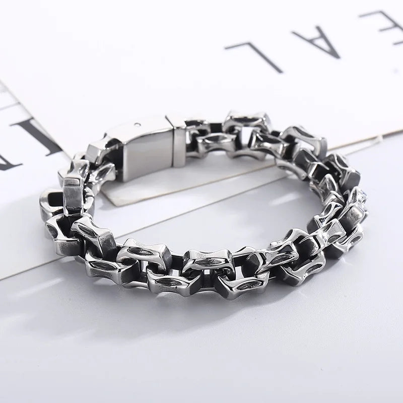 KALEN Mens 180/200/220mm Causal Worn Effect Stainless Steel Link Bracelet