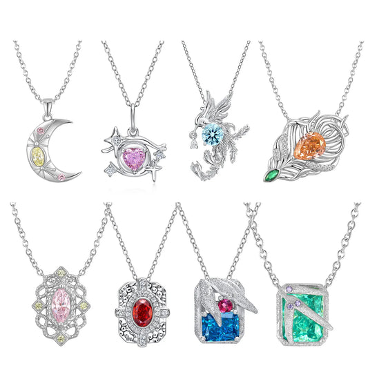 S&S 925 Silver Geometric Pendant Necklace | Diamond & Crystal Collection
