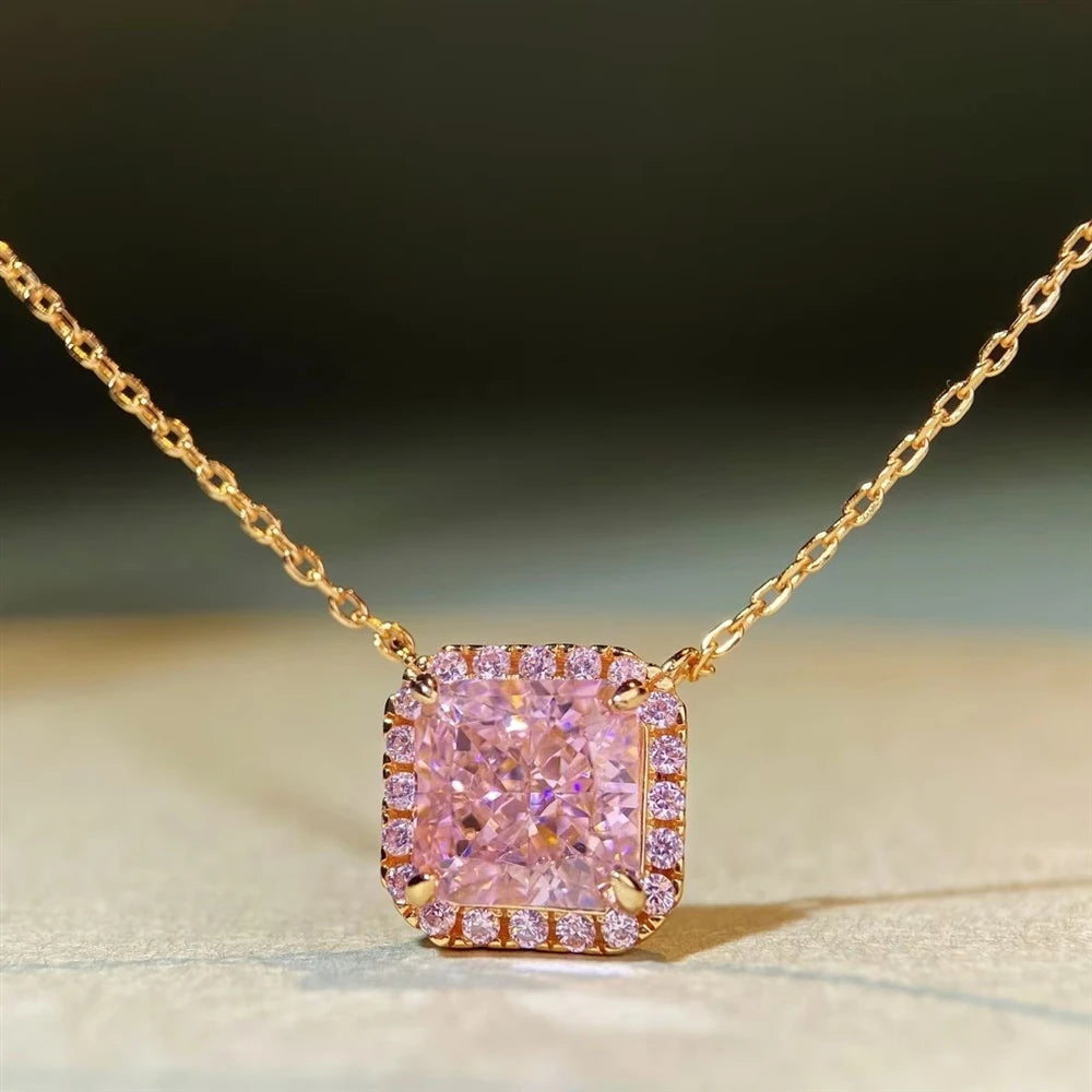 S&S Pink Zircon 925 Silver Jewellery Set | 18K Gold Plated Necklace, Earrings & Bracelet | S&S Collection