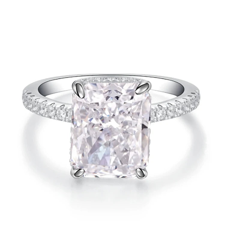 S&S 925 Silver Crushed Ice Cut CZ Ring | 5A+ Zirconia | Engagement & Wedding | Rhodium-Plated