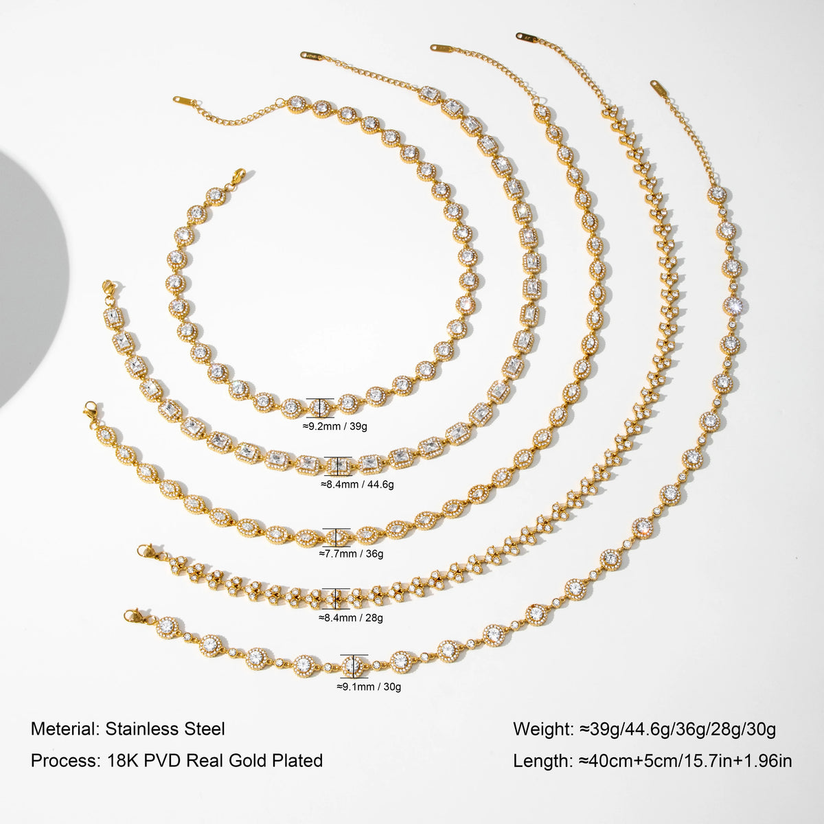 S&S 18K Gold Plated Geometric Zircon Jewellery Set | Necklace & Bracelet | S&S Collection